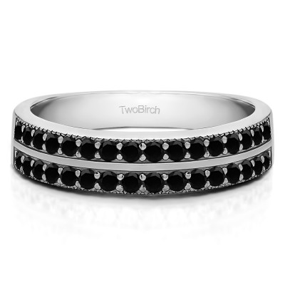 0.48 Carat Black Double Row Channel Fishtail Set Wedding Band