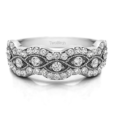0.88 Carat Pave Set Millgrained Infinity Wedding Ring