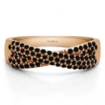 0.54 Carat Black Criss Cross Pave Set Anniversary Band in Rose Gold