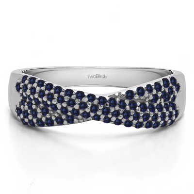 0.54 Carat Sapphire Criss Cross Pave Set Anniversary Band