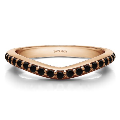 0.25 Ct. Black Nineteen Round Stone Double Shared Prong Contour Ring in Rose Gold