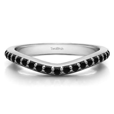 0.25 Ct. Black Nineteen Round Stone Double Shared Prong Contour Ring