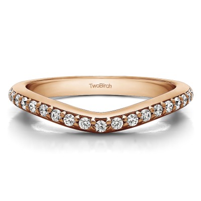 0.25 Ct. Nineteen Round Stone Double Shared Prong Contour Ring in Rose Gold