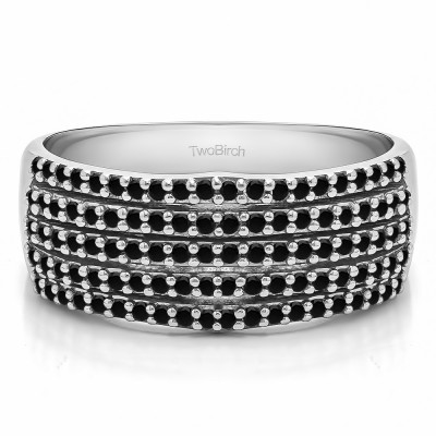 0.5 Carat Black Multi Row Shared Prong Wedding Ring