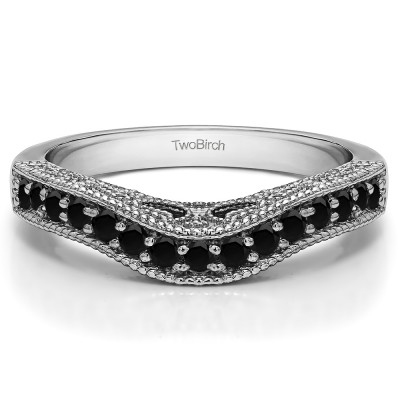 0.3 Ct. Black Vintage Millgrained and Filigree Contour Wedding Ring