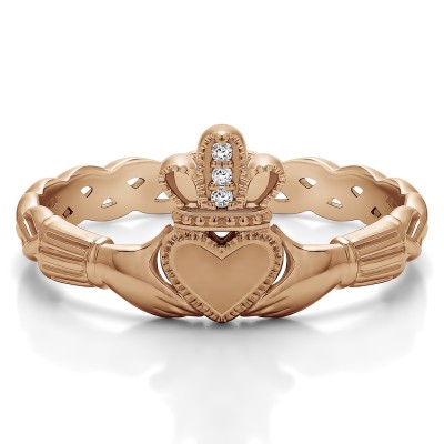 0.02 Carat Celtic Claddagh Wedding Ring   in Rose Gold