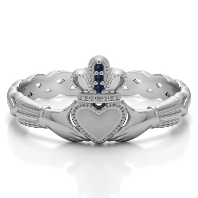0.02 Carat Sapphire Celtic Claddagh Wedding Ring