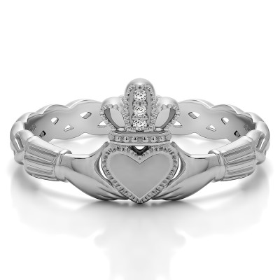 0.02 Carat Celtic Claddagh Wedding Ring