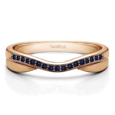 0.11 Ct. Sapphire Metal Accented Curved Band in Rose Gold
