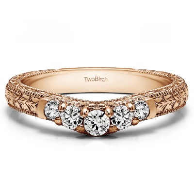 0.33 Ct. Vintage Engraved Curved Ring in Rose Gold