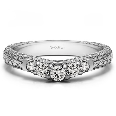 0.33 Ct. Vintage Engraved Curved Ring