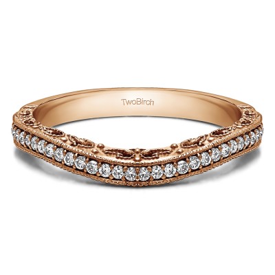 0.18 Ct. Filigree and Millgrained Vintage Contour Band in Rose Gold