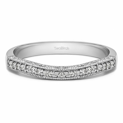 0.159 Carat Curved Vintage Matching Wedding Band