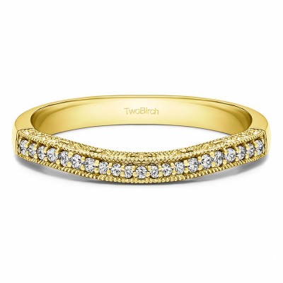 0.159 Carat Curved Vintage Matching Wedding Band