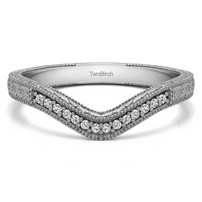 0.07 Carat Curved Vintage Millgrained Wedding Ring