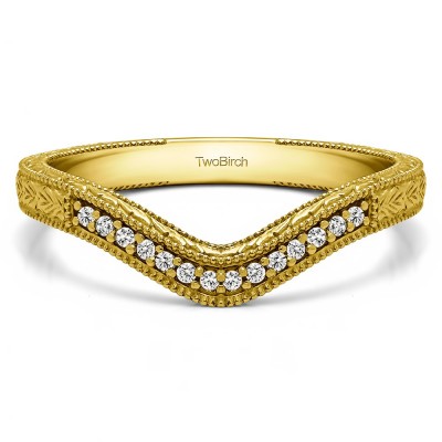 0.07 Carat Curved Vintage Millgrained Wedding Ring