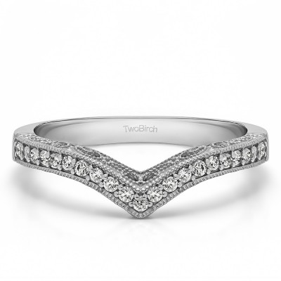 0.21 Carat Chevron Vintage Matching Wedding Band