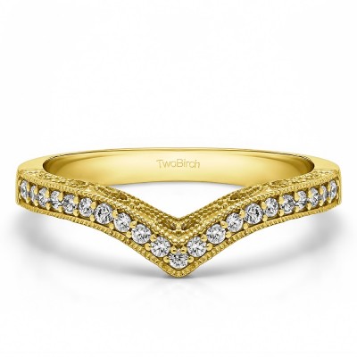 0.21 Carat Chevron Vintage Matching Wedding Band