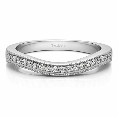 0.2425 Carat Curved Millgrained Matching Wedding Ring