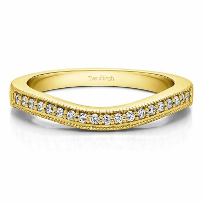0.2425 Carat Curved Millgrained Matching Wedding Ring