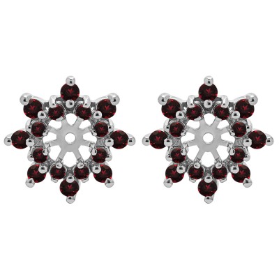 0.48 Carat Ruby Round Prong Cluster Halo Earring Jacket