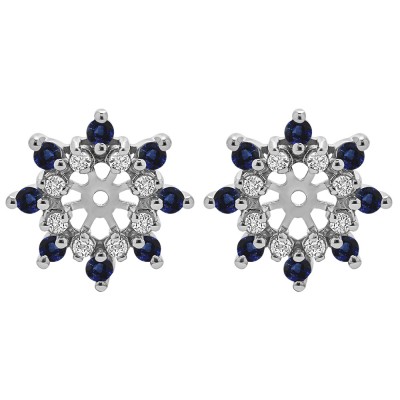 0.48 Carat Sapphire and Diamond Round Prong Cluster Halo Earring Jacket