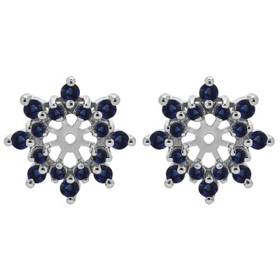 0.48 Carat Sapphire Round Prong Cluster Halo Earring Jacket