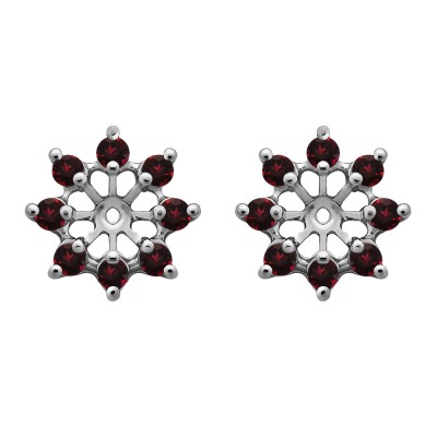 0.32 Carat Ruby Round Shared Prong Halo Earring Jacket