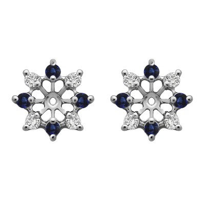 0.32 Carat Sapphire and Diamond Round Shared Prong Halo Earring Jacket