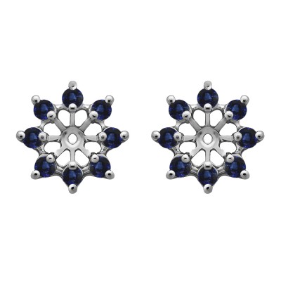 0.32 Carat Sapphire Round Shared Prong Halo Earring Jacket