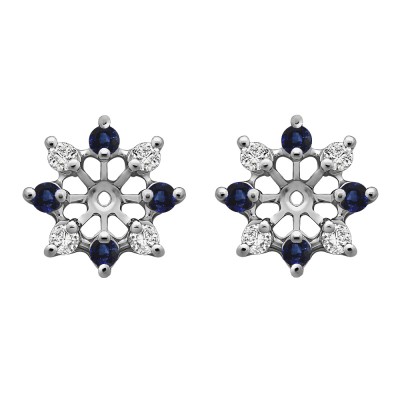 0.96 Carat Sapphire and Diamond Round Shared Prong Halo Earring Jacket