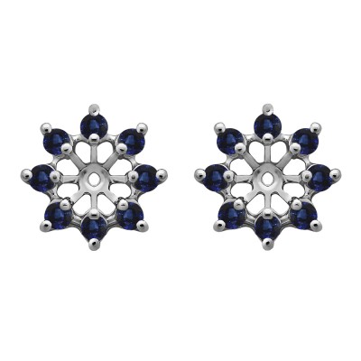 0.96 Carat Sapphire Round Shared Prong Halo Earring Jacket