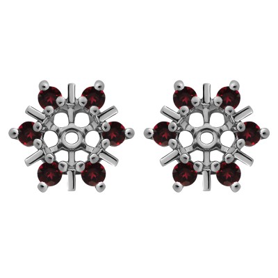 0.48 Carat Ruby Round Bar and Prong Halo Earring Jackets