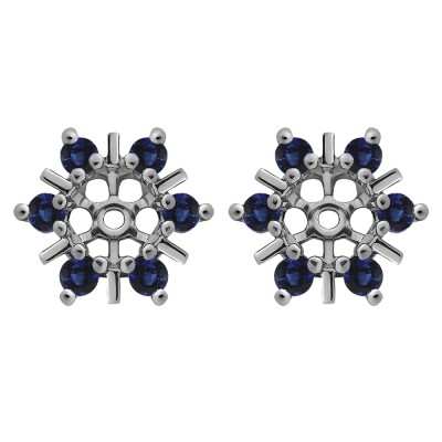 0.48 Carat Sapphire Round Bar and Prong Halo Earring Jackets