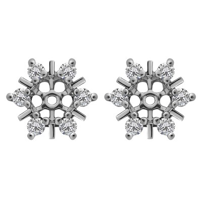 0.48 Carat Round Bar and Prong Halo Earring Jackets