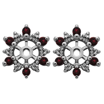 0.24 Carat Ruby Round Shared Prong Halo Earring Jacket