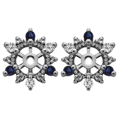 0.24 Carat Sapphire and Diamond Round Shared Prong Halo Earring Jacket