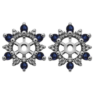 0.24 Carat Sapphire Round Shared Prong Halo Earring Jacket