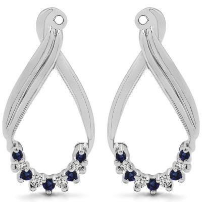 0.21 Carat Sapphire and Diamond Round Shared Prong Chandalier Earring Jackets