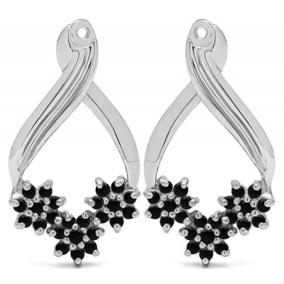 0.54 Carat Black Triple Flower Cluster Earring Jackets