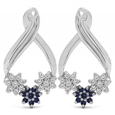 0.54 Carat Sapphire and Diamond Triple Flower Cluster Earring Jackets