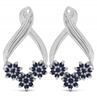 0.54 Carat Sapphire Triple Flower Cluster Earring Jackets