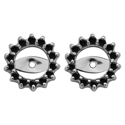0.28 Carat Black Shared Prong Round Halo Earring Jackets