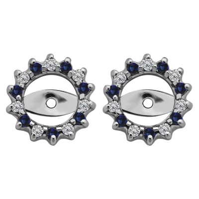 0.28 Carat Sapphire and Diamond Shared Prong Round Halo Earring Jackets