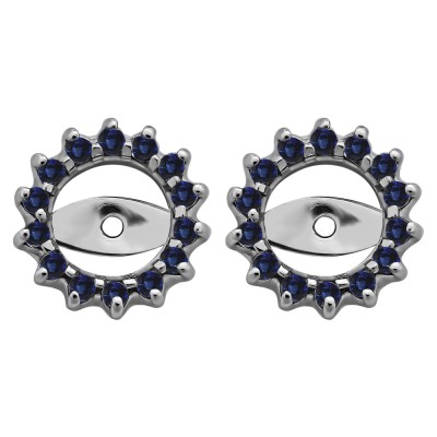 0.28 Carat Sapphire Shared Prong Round Halo Earring Jackets