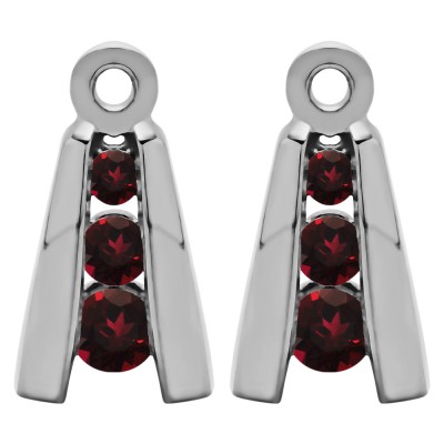 0.2 Carat Ruby Round Channel Three Stone Earring Jackets
