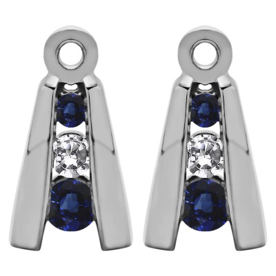 0.2 Carat Sapphire and Diamond Round Channel Three Stone Earring Jackets