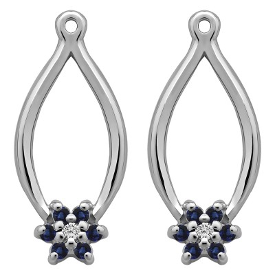 0.22 Carat Sapphire and Diamond Round Shared Prong Flower Earring Jackets