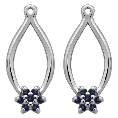 0.22 Carat Sapphire Round Shared Prong Flower Earring Jackets