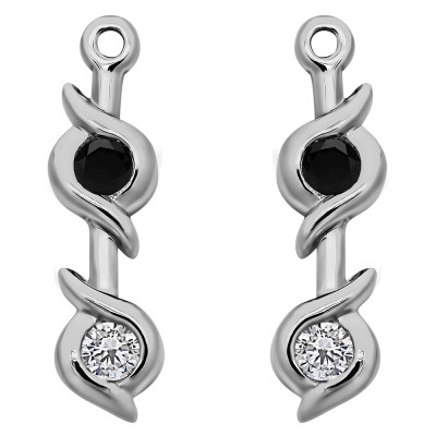 0.2 Carat Black and White Bypass Bezel Two Stone Earring Jacket